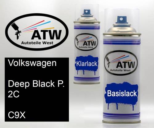 Volkswagen, Deep Black P. 2C, C9X: 400ml Sprühdose + 400ml Klarlack - Set, von ATW Autoteile West.